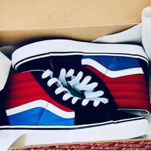 NEW* Vans Filmore Hi (Black/Red/Blue/White), Youth US kids size 1